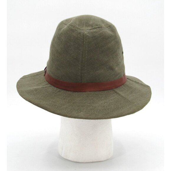 Vintage Broner Safari Hat Mens Medium Olive Canvas Fedora Made in USA 80s 90s - Picture 5 of 13